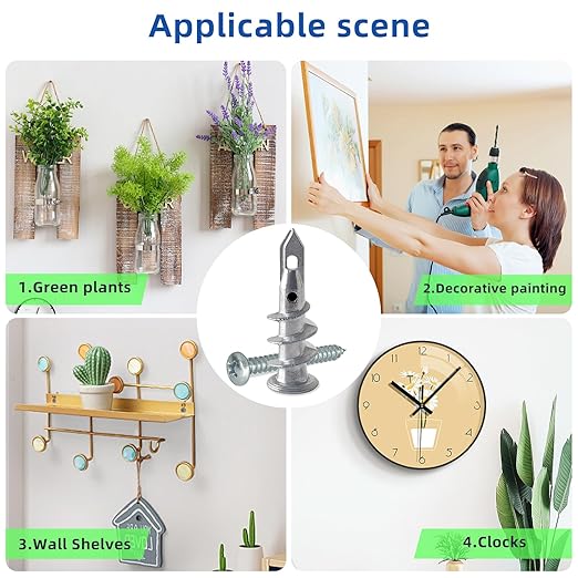 #8 * 1-1/2" Self Drilling Zinc Alloy Drywall Anchors, Strong Hold Wall Anchors, 50PCS Heavy Duty Wall Anchors and 50PCS Screws for Drywall, 75 LBS Hanging