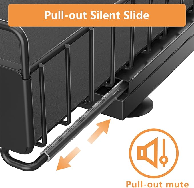 Under Sink Organizer, High Adjustable 2 Tier Under Kitchen Sink Organizer, Multi-Purpose Storage Shelf for Kitchen Bathroom Cabinet, Black