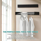 Laundry Drying Rack Collapsible, Wall Mounted Clothes Drying Rack. 31.5" Wide, 13.1 Linear Ft, 5 Aluminum Rods, with Wall Template, Screwdriver Bit(Black)