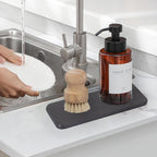 Water Absorbing Stone Tray for Sink, Diatomite Bathroom Tray Quick Dry Dish Soap Holder Kitchen Sink Organizer for Modern Home Decor - Dark Grey