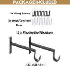 AddGrace Heavy Duty Closet Rod and Shelf Brackets 10 Inch Wall Mounted Closet Rod Bracket with Pole Holder Shelving Support with Screws for Laundry (2 Pack)
