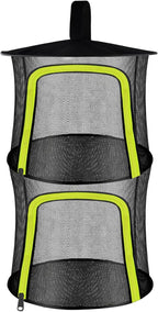 2 Layer Herb Drying Rack, Small Herb Drying Rack Hanging Mesh, Foldable Fish Drying Net with U-Shaped Zipper, Hooks, for Drying Herbs Plants, Flowers, Fruits, Food, Camping(2 Layers-11.81'')