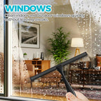 2PACK 11.5-Inch All-Purpose Shower Squeegee for Shower Doors, Bath Linen Sets, Tile Shower Walls, Bathroom, Window, Glass and Car Windshield, Mirrors and Kitchen-Stainless Steel, Black