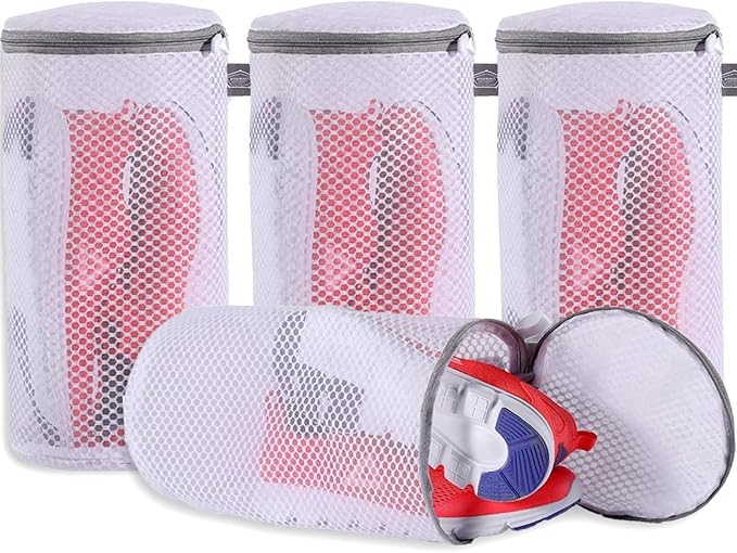 Kimmama Laundry Bags Mesh Wash Bags, Shoe Washing Machine Bag, Net Washer Sack with Zipper, Dryer Pouch for Cleaning and Drying Footwear, Sneaker, Trainers, Plimsolls, Slippers, Gym, Running, Tennis