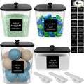 POLRAI 4 Pack Laundry Pod Containers and Dryer Sheet Holder Clear Jars with Bamboo Lids and Labels Laundry Room Organization Containers for Scent Booster Powder Detergent Pods Storage