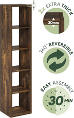 Furinno Cubicle Open Back Decorative Verticle Cube Storage Organizer, 5-Cube, Amber Pine