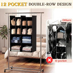 Ofiray-home 4 Tier Hanging Closet Organizer, 12 Compartments Sweater Organizer for Closet with 3 Sturdy Hooks, Closet Organizers and Storage, Wardrobe, Rv, Garment Rack, Black