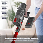 Cordless Vacuum Cleaner - Vacuum Cleaners for Home, Stick Handheld Pet Hair Hardwood Floor Vac, High Power Hand Held Rechargeable Battery Portable Household Lightweight Vac, Red