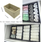 Bructhun Sock Drawer Organizer 9 Pack - Collapsible Fabric Storage Bins for Underwear Divider, Small Closet Organizers with 9 Compartments, Khaki