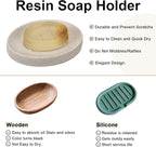 Soap Dish Bathroom Resin Soap Holder Soap Tray for Shower Sponge Holder for Kitchen Sink(Beige)