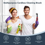 LifeBasis Cordless Electric Cleaning Brush, Mini Power Scrubber for Cleaning Waterproof Grout with 5 Brush Heads for Bathroom Kitchen Tile Crevice Corner - Red (Batteries Included)