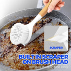 Holikme 3 Pack Dish Brush Set with Bamboo Handle, Kitchen Cleaner for Cleaning Pasta Plate, Salad Bowl, Scrubber with Soft Bristles, Blanco