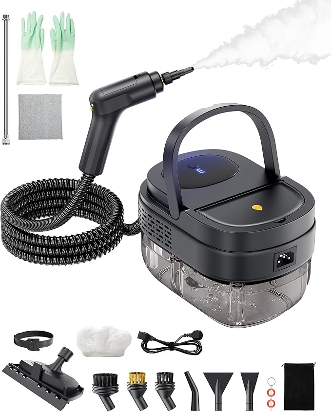 Steamer for Cleaning,3-Speed Adjustable Handle,1.69 Quarts Large Capacity Tank Steam Cleaner Handheld, Detachable 13PCS Accessories steamer for Car,Home kitchens,Camping,