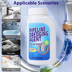 Pipeline Dredging Agent, Kitchen Unblocker, Drain Clog Remover Agent, Powerful Pipe Dredging Agent, Powerful Sink and Drain Cleaner Powder for Kitchen Toilet Quick Cleaning (350ML)