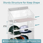 AOODA Clear Over the Door Hat Racks for Baseball Caps, Large Holds up to 72 Caps Hat Storage Organizer for Closet Wall, Deep Pockets Hanging Snapback Holder Shelves with 3 Hooks, White