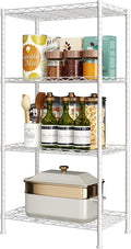 HOMEFORT 4-Shelving Unit, Adjustable Wire Shelving, Metal Wire Shelf Rack Organizer for Kitchen, Pantry, Closet, Bathroom, Laundry, White,21" W x 11" D x 41" H