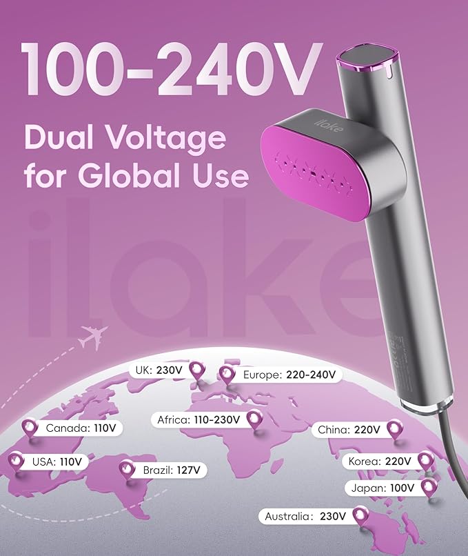 Travel Steamer for Clothes, 100-240V Dual Voltage Portable Garment Steamer, 1000W Travel Size Handheld Steamer & Iron 2 in 1 for Global & Europe Travel, Business, Home, Space Grey