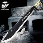 United Cutlery USMC Semper Fi Sawback Machete Knife with Sheath | Full-Tang Machete | 17 1/2" Non-Reflective Stainless Steel Blade | Saber-Style Handguard Handle | Modern Tactical Weapon - 24” Overall