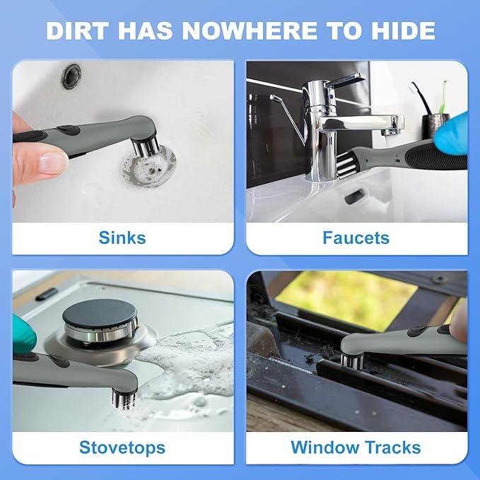 Rechargeable Electric Cleaning Brush with 4 in 1 Multiple Brush Heads and USB Cable, Indoor Household Cordless Motorized Brush for Bathroom Toilet Kitchen Tile Crevice (Grey & Black)