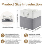 12 x 12 Inch Cube Storage Bins, 4 Pack Fabric Storage Basket with Handles, Foldable Boxes Organizer for Shelf Baskets for Home, Clothes (White/Grey)