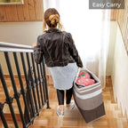 HomeHacks 2-Pack Large Laundry Basket, Waterproof, Freestanding Laundry Hamper, Collapsible Tall Clothes Hamper with Extended Handles for Clothes Toys in the Dorm and Family (Brown, 75L)