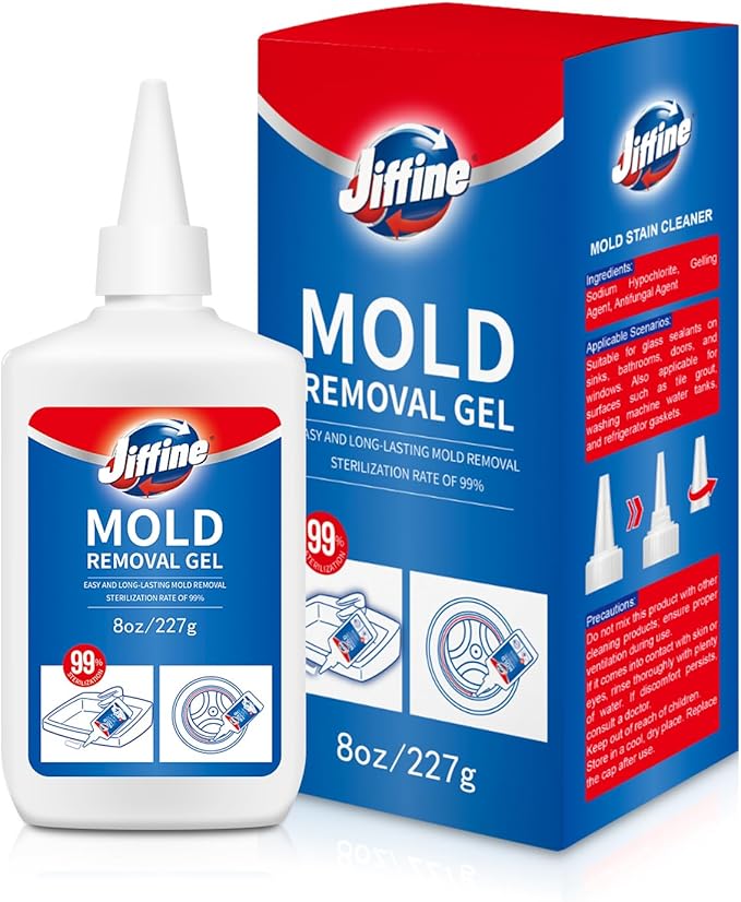 Mold Stain Remover Gel Cleaner - Heavy Duty Cleaner for Washing Machine Seals, Grout, Caulk, Showers, and Bathroom Tile - 8 Fl Oz