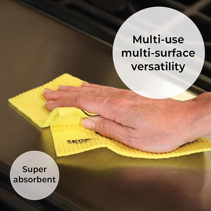 Skoy Cloth, 8-Pack Versatile Swedish Dishcloths for Kitchen and Household Use, Reusable Cleaning Cloths, Planet-Friendly, Dishwasher and Dryer-Safe, Gray