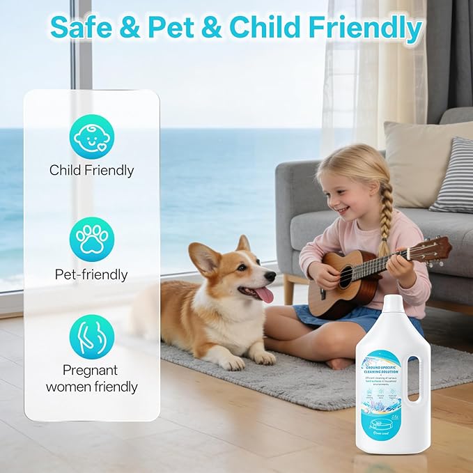 Floor Cleaning Solution Ocean Scent, Compatible with Roborock Cleaning Solution Quick Drying Without Residue Suitable for All Robot Vacuums and Wet Dry Dual-Use Vacuum Cleaners (2.5 L, Ocean)