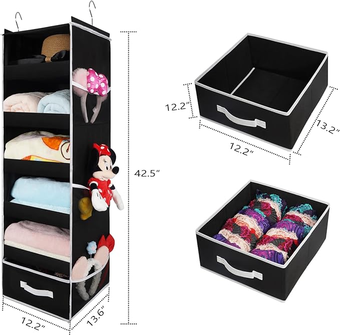 VICTORICH All-IN-ONE Over the Door Organizer, Super Behind the Door Storage Organizer with Door Rack and Large Clear Windows, Wall File Organizer, Hanging Organizer (Big Mesh Black)