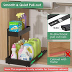 REALINN Expandable Under Sink Organizers and Storage, 2 Tier Under Cabinet Organizer, Heights Adjustable Pull Out Rack for Kitchen Bathroom Laundry, Black, 2 Pack
