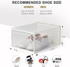 Kuject Large Shoe Organizers Storage Boxes for Closet, 12 Pack Clear Plastic Stackable Storage Bins with Lids, Under Bed Shoe Containers for Entryway, Fit up to Women's Size 10,Black,Off-white