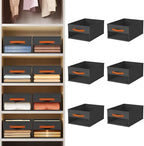 Homsorout Drawer Organizers and Storage - 6 Pack Foldable Pants Organizer with Clear Window & Handles, Fabric Closet Organizer for Clothes, Jeans, Sweaters, Towels, T-shirt, Scarf (Black)
