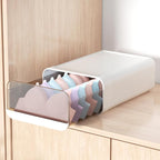 Underwear Organizer Drawer, 1 Cell Plastic Sock Underwear Storage Drawer, Stackable Closet Organizers and Storage Box for Bras, Socks, Scarves, Ties, Belt (King Size-White, 1 Pcs)