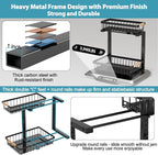 Under Sink Organizer Storage 1 pack, 2 Tier Slide Out Height Adjustable Pull Out Cabinet Organizer Drawers, Kitchen Bathroom Large Capacity Metal Under Sink Rack Caddy Basket Shelves, Black