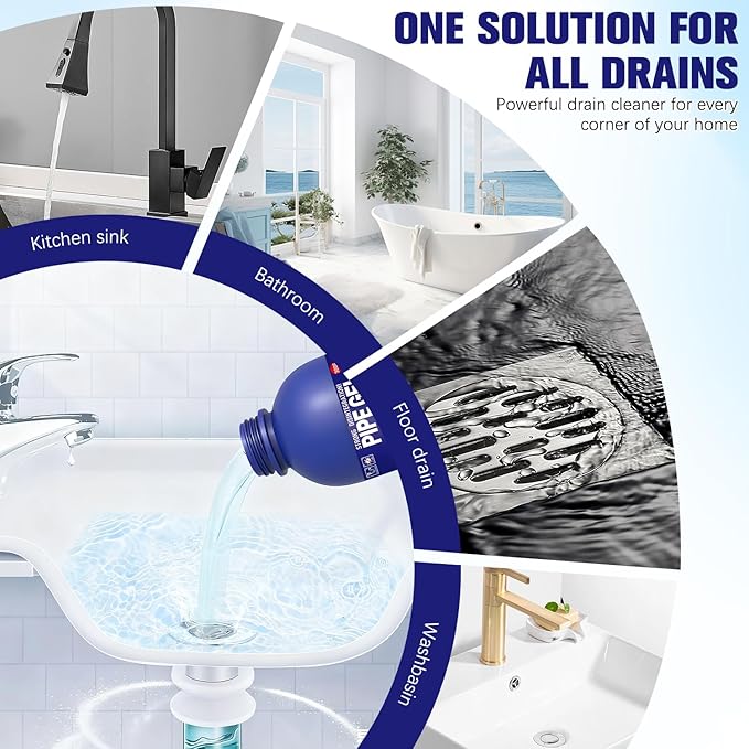 Pipe Bobo Drain Cleaner for Kitchen Sink, Powerful Unclogging, Professional-Grade Drain Opener, Unclog drains, clog remover, Shower, Tub, for All Pipe Materials