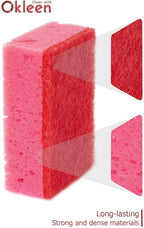 Pink Multi Use Scrub Sponges. Made in Europe. 18 Pack, 4.3x2.8x1.4 inches. Odorless Heavy Duty & Non Scratch Fiber. Durable and Delicate Scrubber for Kitchen & Bathroom, Housekeeping & Outdoors
