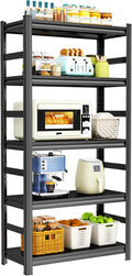Kitchen Shelves Heavy Duty 5-Tier Storage Shelving, Adjustable Metal Pantry Shelf, 3000 LBS Capacity, Free Standing Kitchen Shelf Organizer, 72" H x 35.4" W x 15.8" D, Black