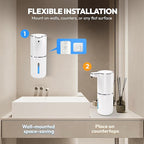 Automatic Soap Dispenser Touchless,Liquid Hand Soap Dispenser 12.8oz USB 4levels Adjustable Dispenser Electric Wall Mounted Smart for Bathroom and Kitchen Dish Soap，Easy for Toddlers(White)