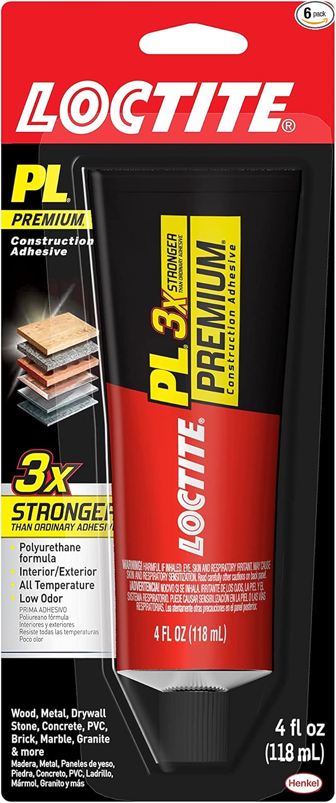Loctite PL Premium Polyurethane Construction Adhesive, 4 fl oz Squeeze Tube, 1 Pack