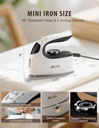 Sundu Small Iron for Clothes with Steam,Travel Iron Portable Non-Stick Soleplate Steamer for Quilting & Sewing,300 Microsteam Holes,90ml Water Tank,Lockable Safety Base