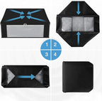HomeHacks Storage 3-Pack Clothes Organizer Storage Bags Foldable Storage Box with Large Clear Window Sturdy Handles for Closet, Dorm, Pillows, Bedding, Clothes, Blankets, 35L, Black
