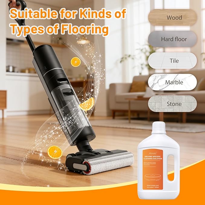 Sweet Orange Scent Floor Cleaning Solution Compatible with Dreame Cleaning Solution, Floor Cleaner for Hardwood Tile Hardfloor, Compatible Robot Vacuums with Mopping and Wet Dry Vacuum (2 bottles)