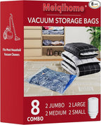 Vacuum Seal Bags for Clothing Travel & Home Storage, travel vacuum bags with pump, Store Blankets, Comforters, Pillows, Seasonal Clothes Compactly,8 Pack With Electric Pump