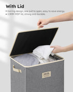SOLEDI Laundry Hamper with Lid 100L Large & Tall Collapsible Laundry Basket, Clothes Hamper with Bag Removable Easy to Carry, Dirty Hampers for Bedroom, Bathroom, Dorm, College, Light Grey