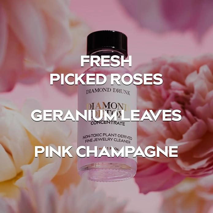 Diamond Drunk The Starter Collections - Non-Toxic, Fine Jewelry Cleaning Kit for Diamond, Gold, & Platinum Rings & More - 2 Months Supply of Safe, Sustainable Cleaner to Restore Shine - Patented Bauble Basket & Reusable Vessel