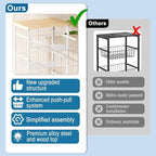 5-Tier Small Kitchen Storage Cart on Wheels with Pull-Out Drawers, Rolling Pantry and Snack Organizer Cart with Wood Top, Kitchen Floor Fruit Basket Stand for Fruit Potato Onion Veggie Snack