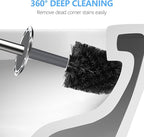 SetSail Toilet Brush, Compact Size Toilet Bowl Brush and Holder Toilet Brushes for Bathroom with Stainless Steel Handle Toilet Cleaner Brush with Durable Scrubbing Bristles, Grey