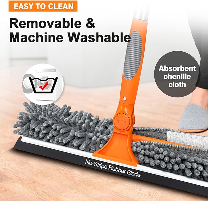 5-12ft Squeegee & 20Ft Reach Window Washer - 14" Extra-Large 2-in-1 Window Cleaner Tool with Extra-Thick Aluminum Telescopic Extension Pole for Indoor/Outdoor, RV, Truck Glass