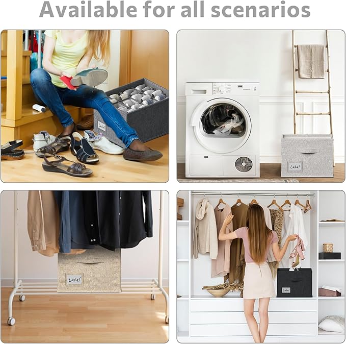 FHSQX 2 Pack Shoe Organizer for Closet,Fits up to 24 Pairs,Fabric Shoe Storage Bins,Large Shoe Box Storage Containers with Bottom Support for Shoes (Black, (16.5 * 12.6 * 9.5) x1)