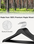 StorageWorks Black Wooden Hangers 20 Pack, Heavy Duty Wood Hangers for Closet, Clothes Hangers for Coats, Shirts, Pants, Suits